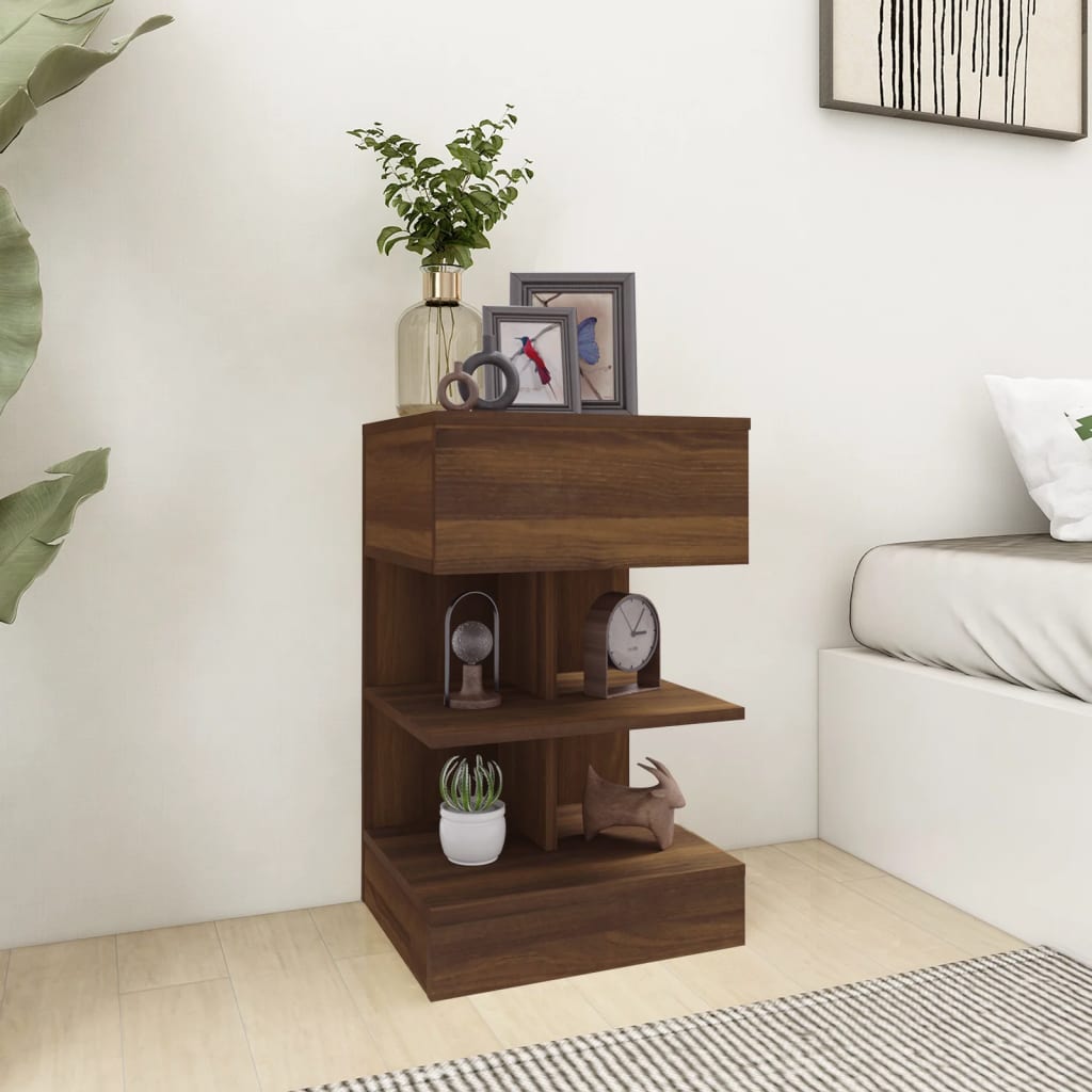 vidaXL Yöpöydät 2 kpl ruskea tammi 40x35x50 cm tekninen puu