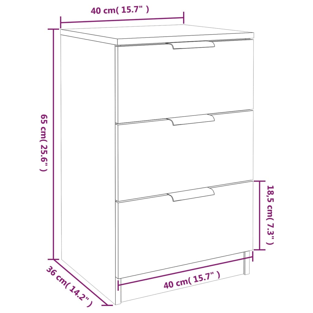 vidaXL Yöpöydät 2 kpl ruskea tammi 40x36x65 cm