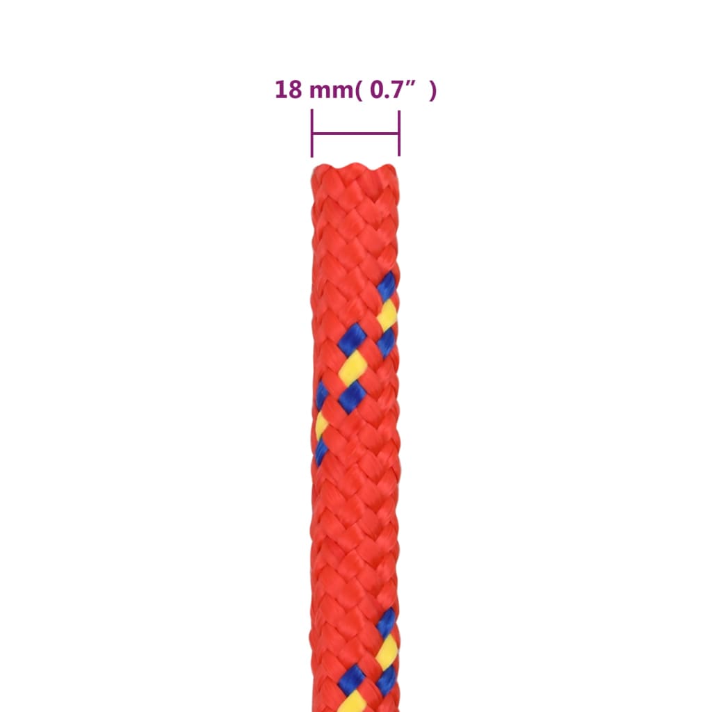vidaXL Veneköysi punainen 18 mm 100 m polypropeeni