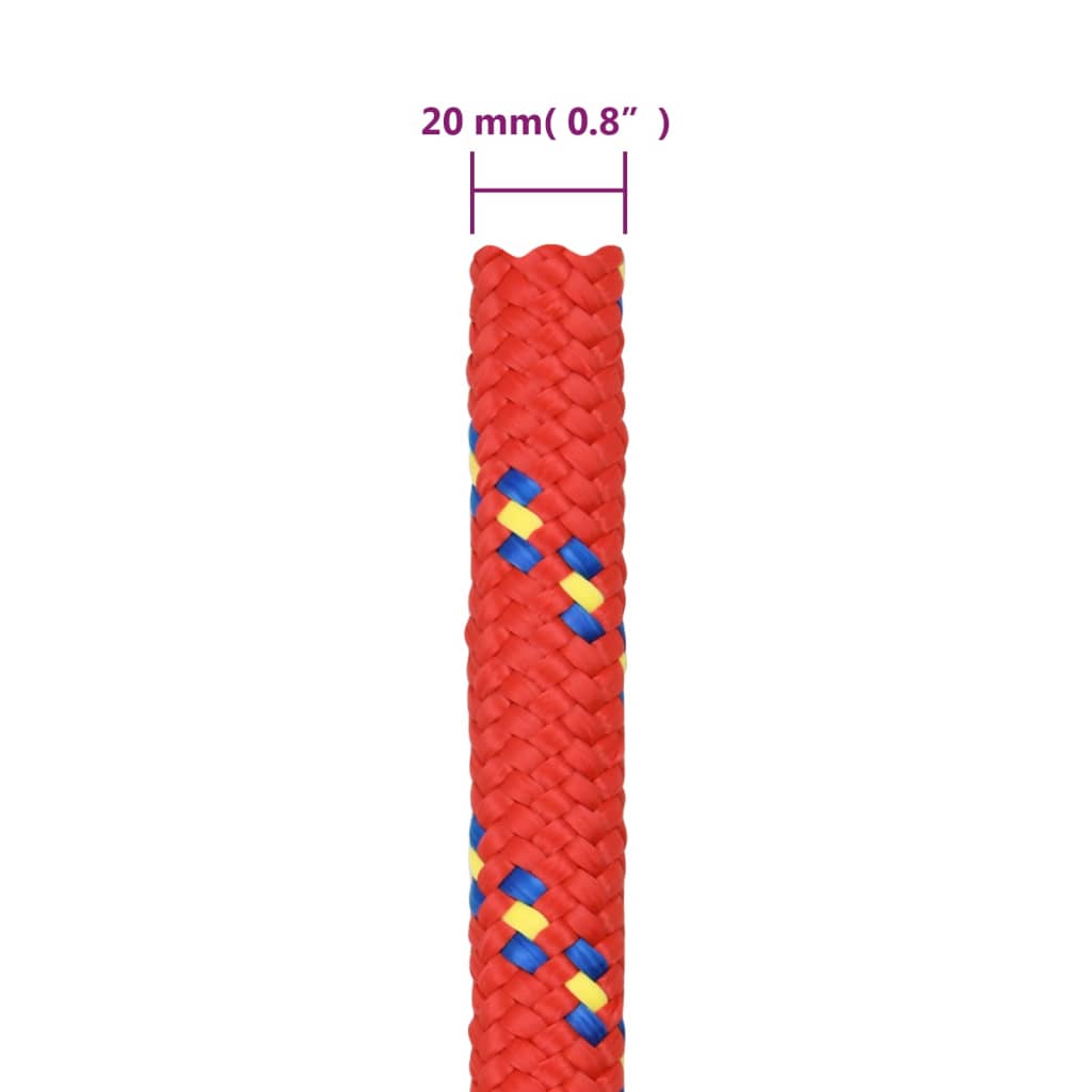 vidaXL Veneköysi punainen 20 mm 50 m polypropeeni