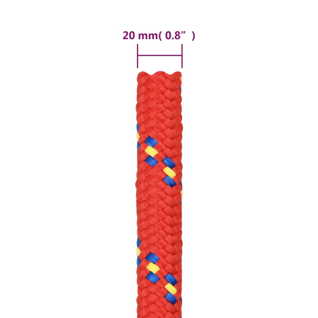 vidaXL Veneköysi punainen 20 mm 100 m polypropeeni