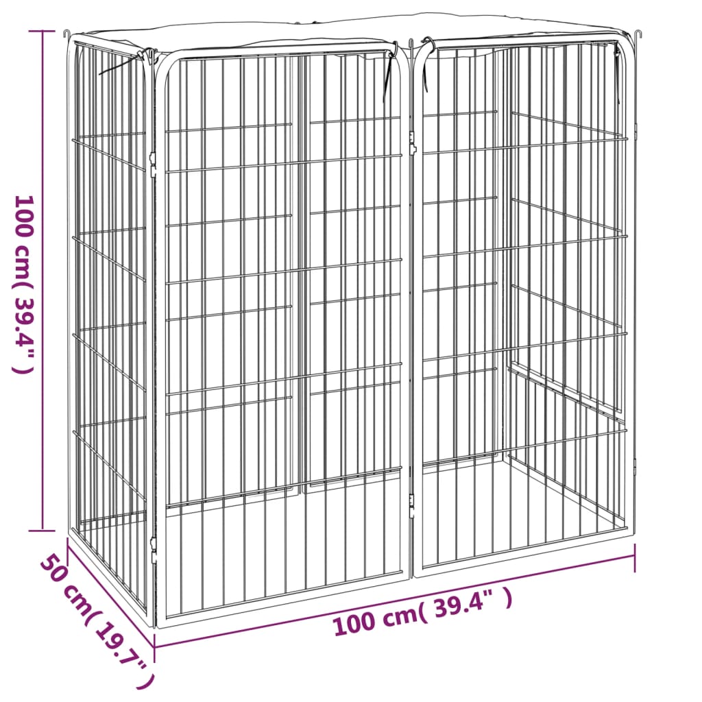vidaXL Koiranhäkki 6 paneelia musta 50x100 cm jauhemaalattu teräs