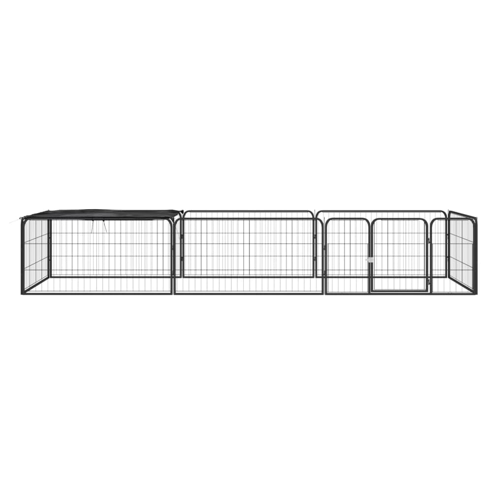 vidaXL Koiranhäkki 8 paneelia musta 100x50 cm jauhemaalattu teräs