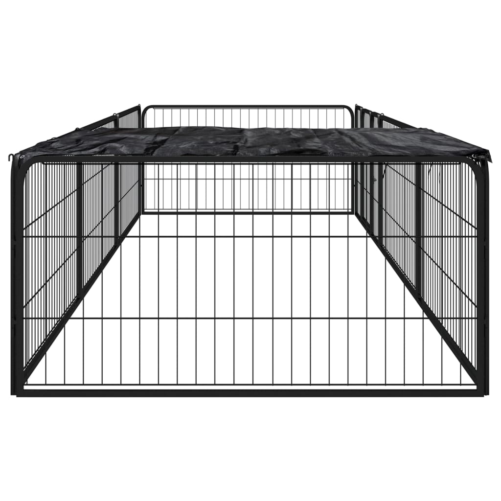 vidaXL Koiranhäkki 8 paneelia musta 100x50 cm jauhemaalattu teräs