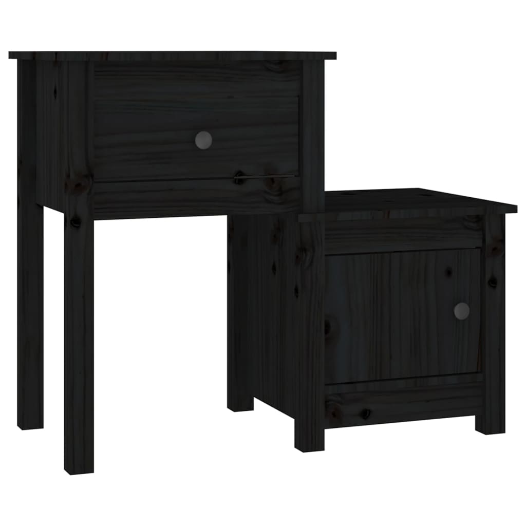 vidaXL Yöpöydät 2 kpl musta 79,5x38x65,5 cm täysi mänty