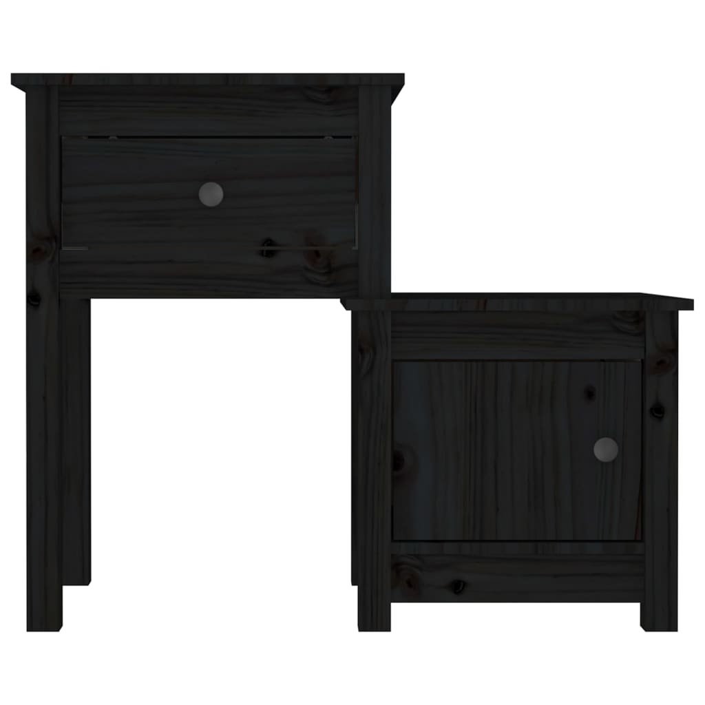 vidaXL Yöpöydät 2 kpl musta 79,5x38x65,5 cm täysi mänty