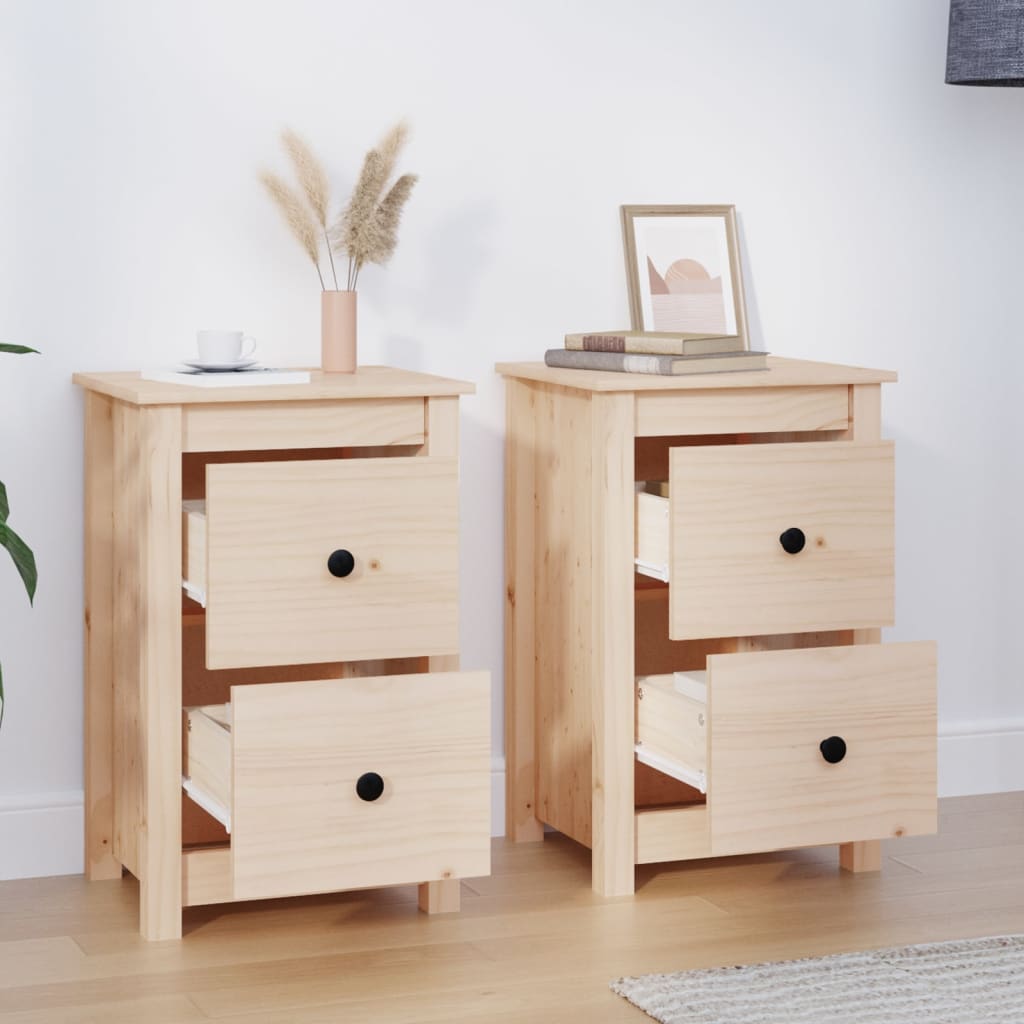 vidaXL Yöpöydät 2 kpl 40x35x61,5 cm täysi mänty