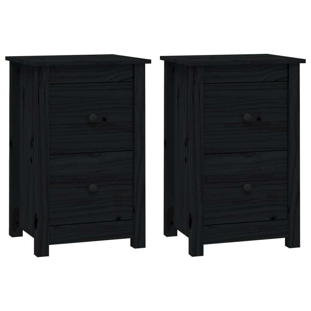 vidaXL Yöpöydät 2 kpl musta 40x35x61,5 cm täysi mänty