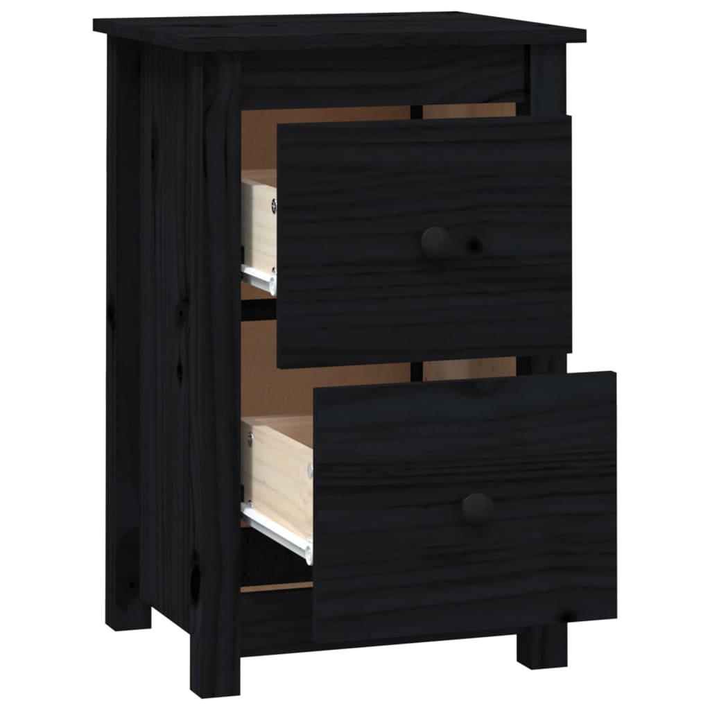 vidaXL Yöpöydät 2 kpl musta 40x35x61,5 cm täysi mänty