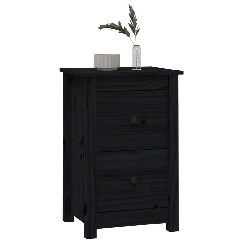 vidaXL Yöpöydät 2 kpl musta 40x35x61,5 cm täysi mänty