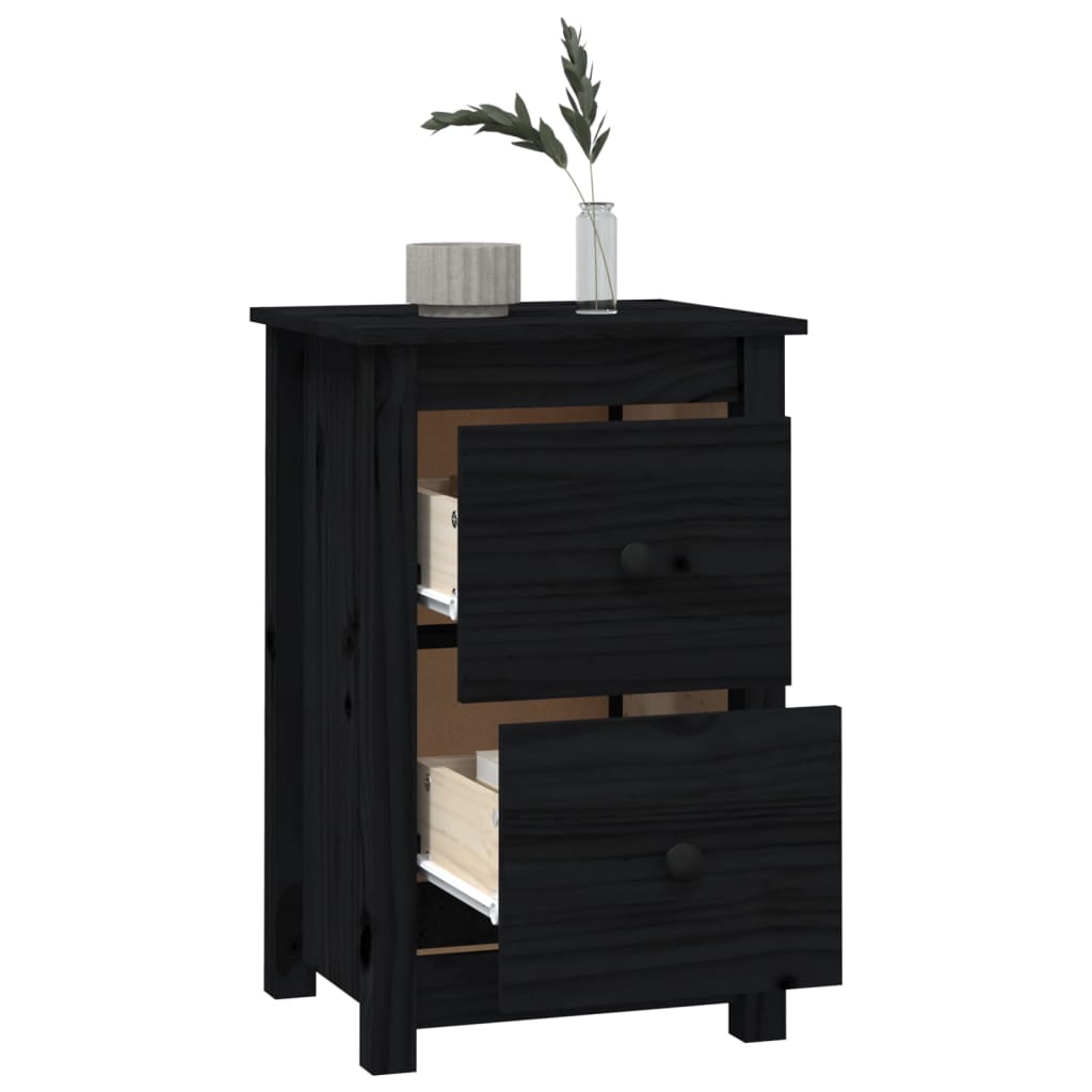 vidaXL Yöpöydät 2 kpl musta 40x35x61,5 cm täysi mänty