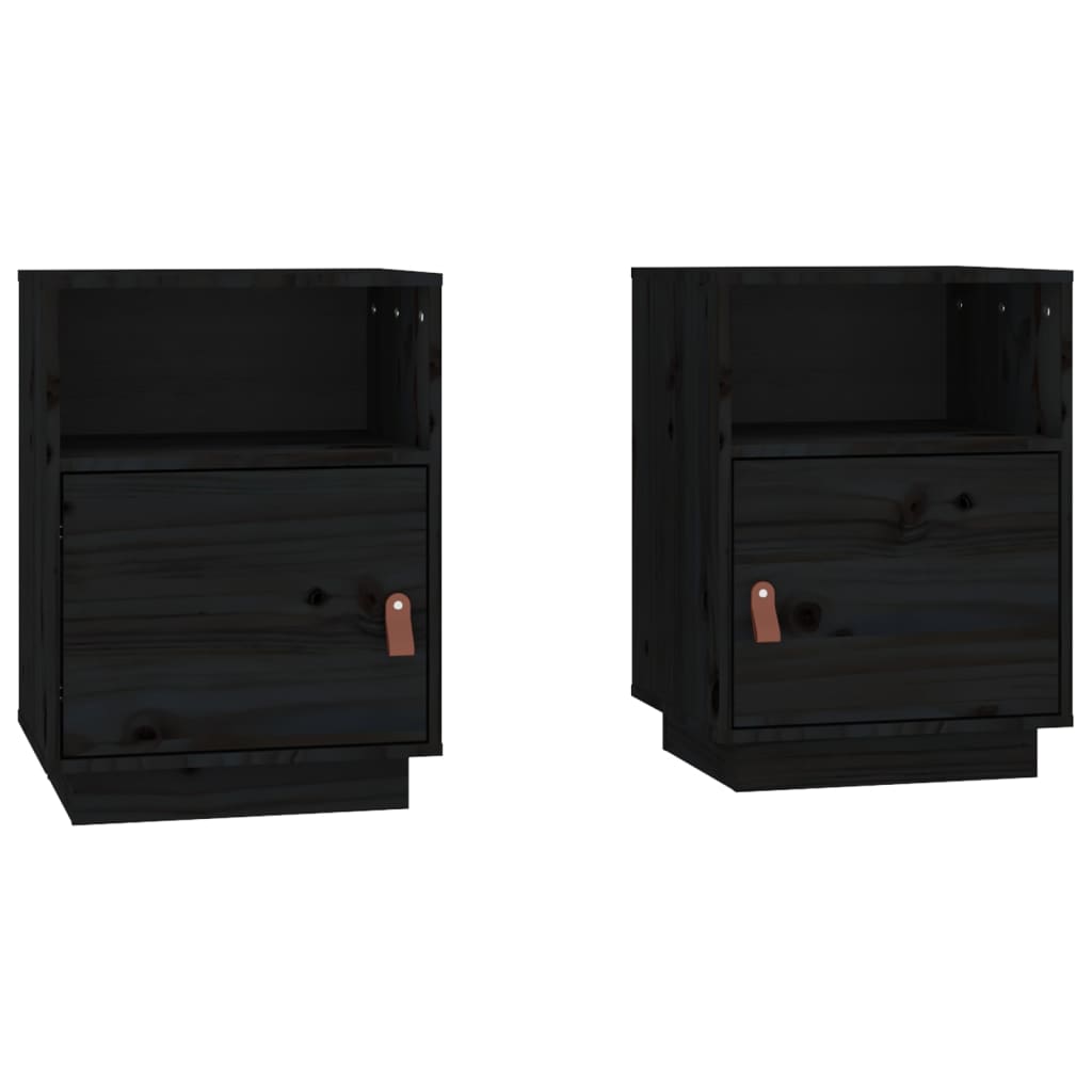 vidaXL Yöpöydät 2 kpl musta 40x34x55 cm täysi mänty
