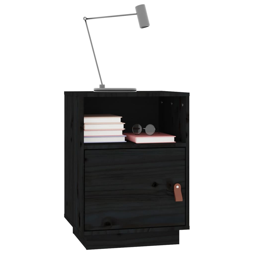 vidaXL Yöpöydät 2 kpl musta 40x34x55 cm täysi mänty