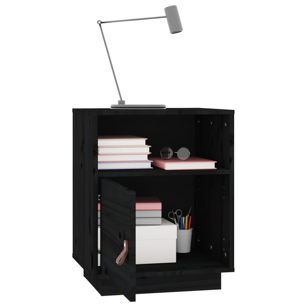 vidaXL Yöpöydät 2 kpl musta 40x34x55 cm täysi mänty