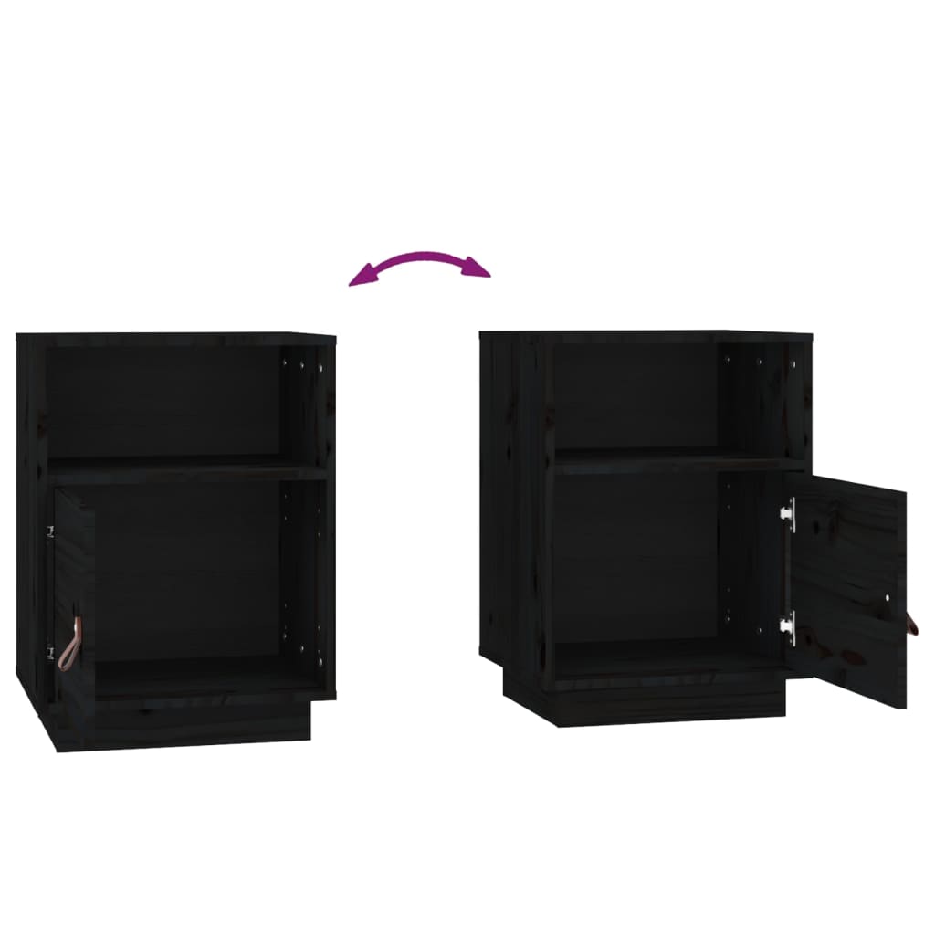 vidaXL Yöpöydät 2 kpl musta 40x34x55 cm täysi mänty