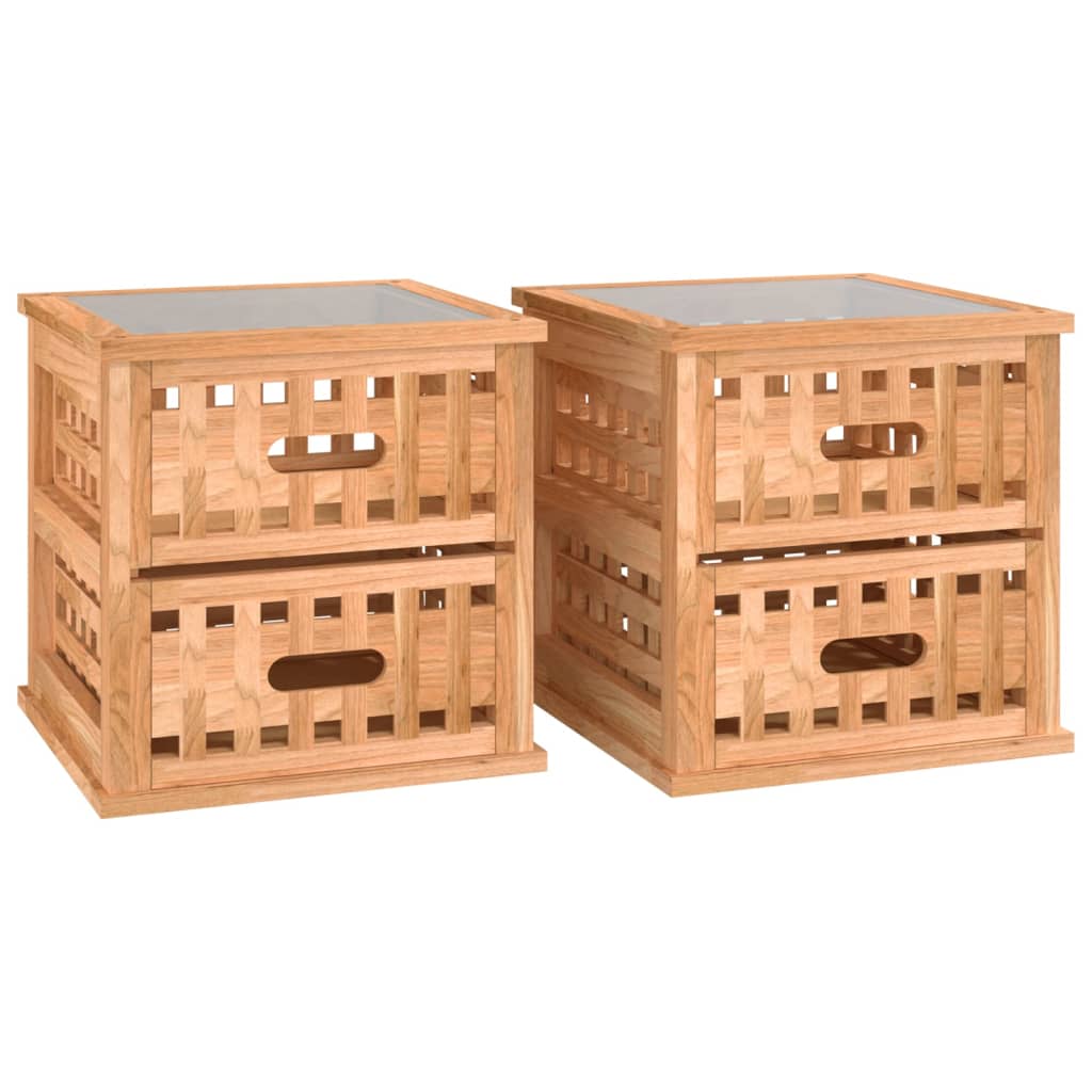 vidaXL Yöpöydät 2 kpl 34x34x34 cm täysi mänty