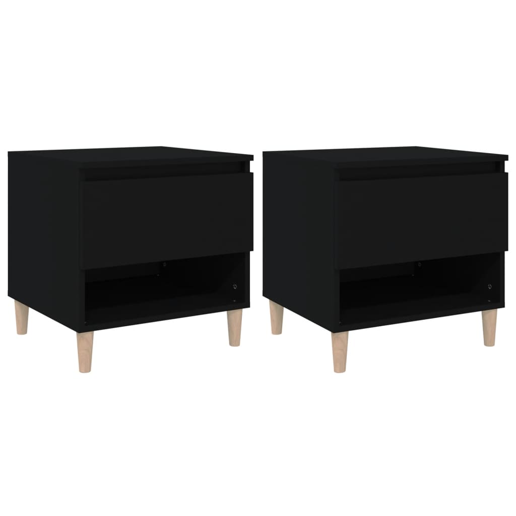 vidaXL Yöpöydät 2 kpl musta 50x46x50 cm tekninen puu