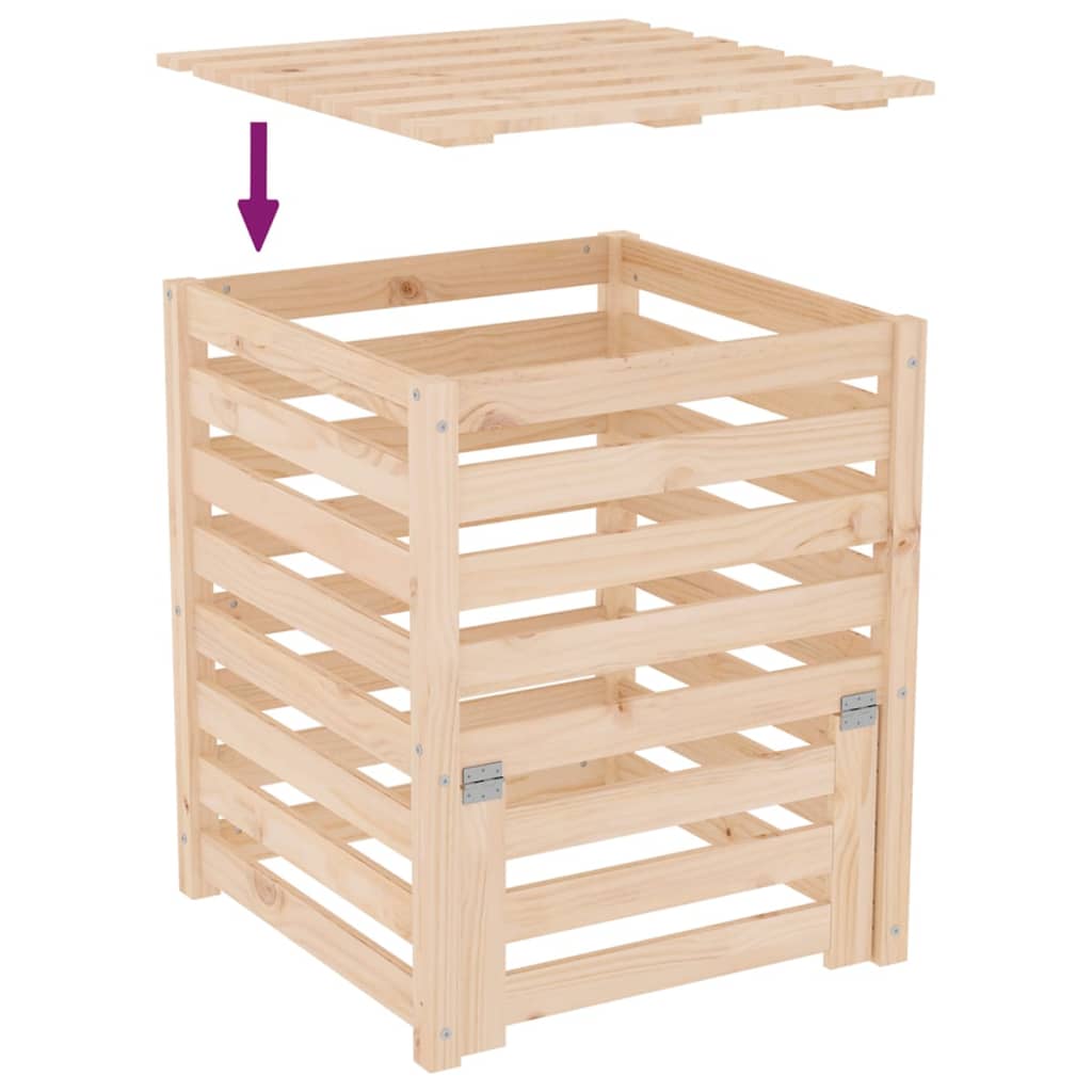 vidaXL Komposti 63,5x63,5x77,5 cm täysi mänty