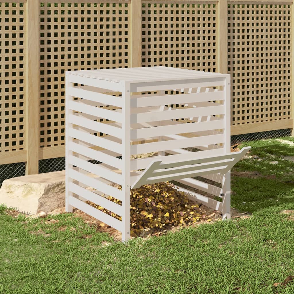 vidaXL Komposti valkoinen 82,5x82,5x99,5 cm täysi mänty