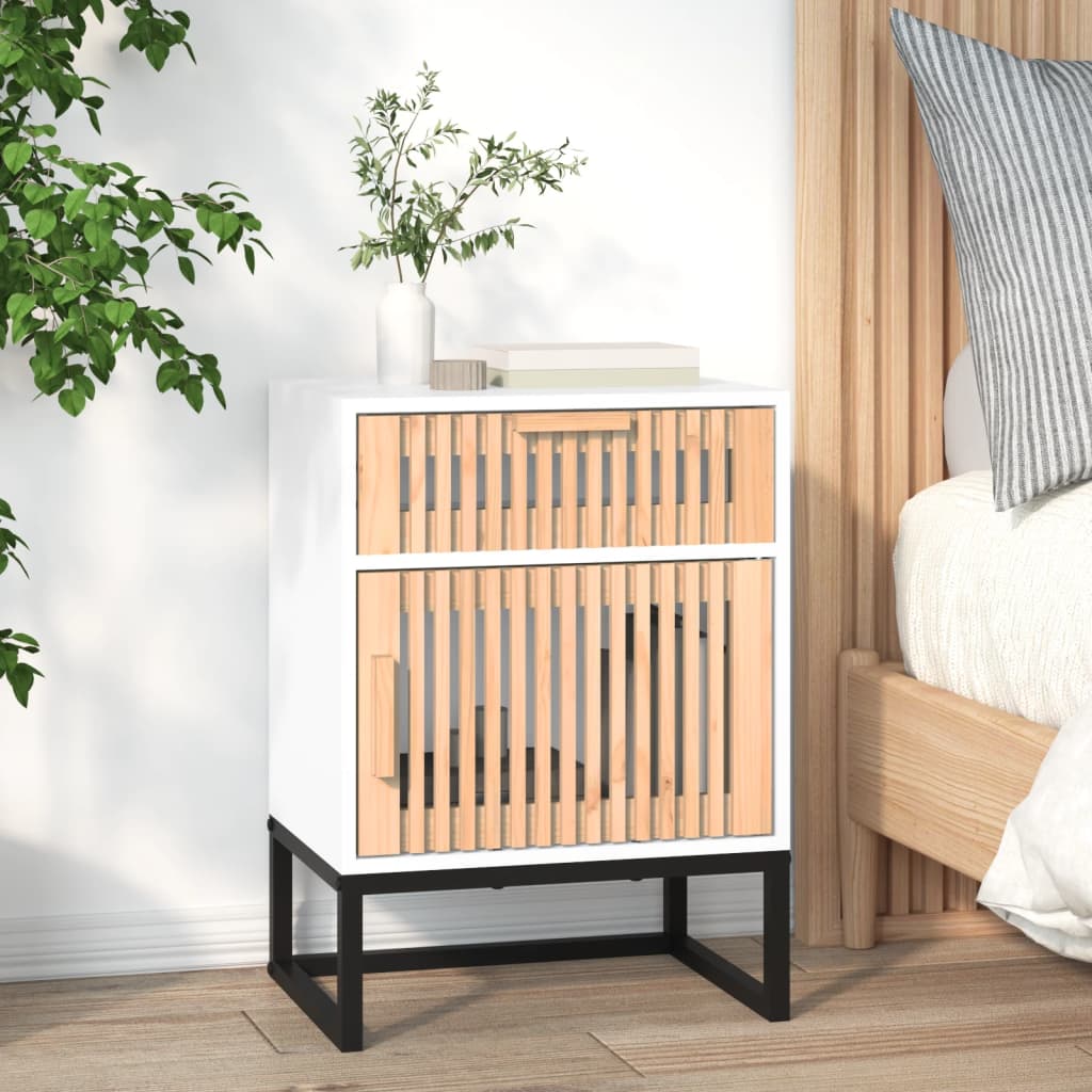 vidaXL Yöpöydät 2 kpl valkoinen 40x30x55,5 cm tekninen puu ja rauta