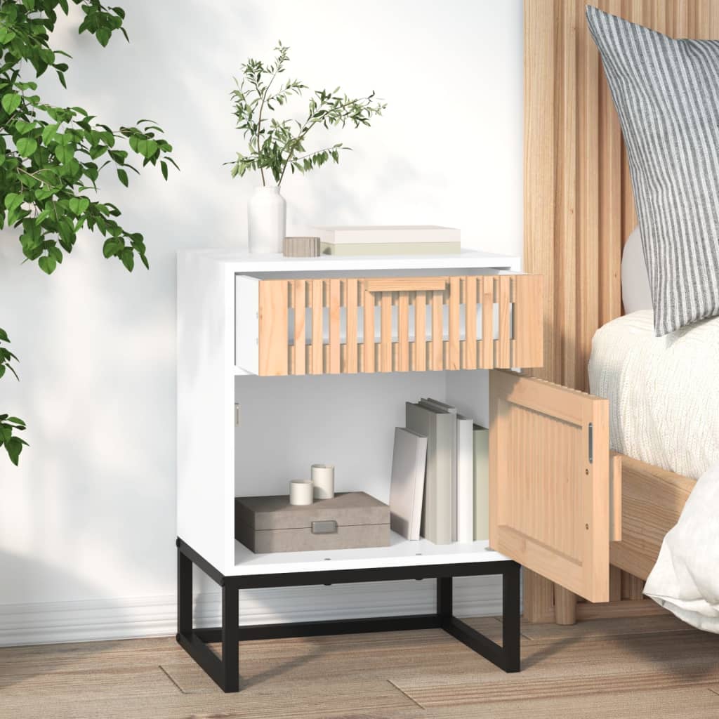 vidaXL Yöpöydät 2 kpl valkoinen 40x30x55,5 cm tekninen puu ja rauta