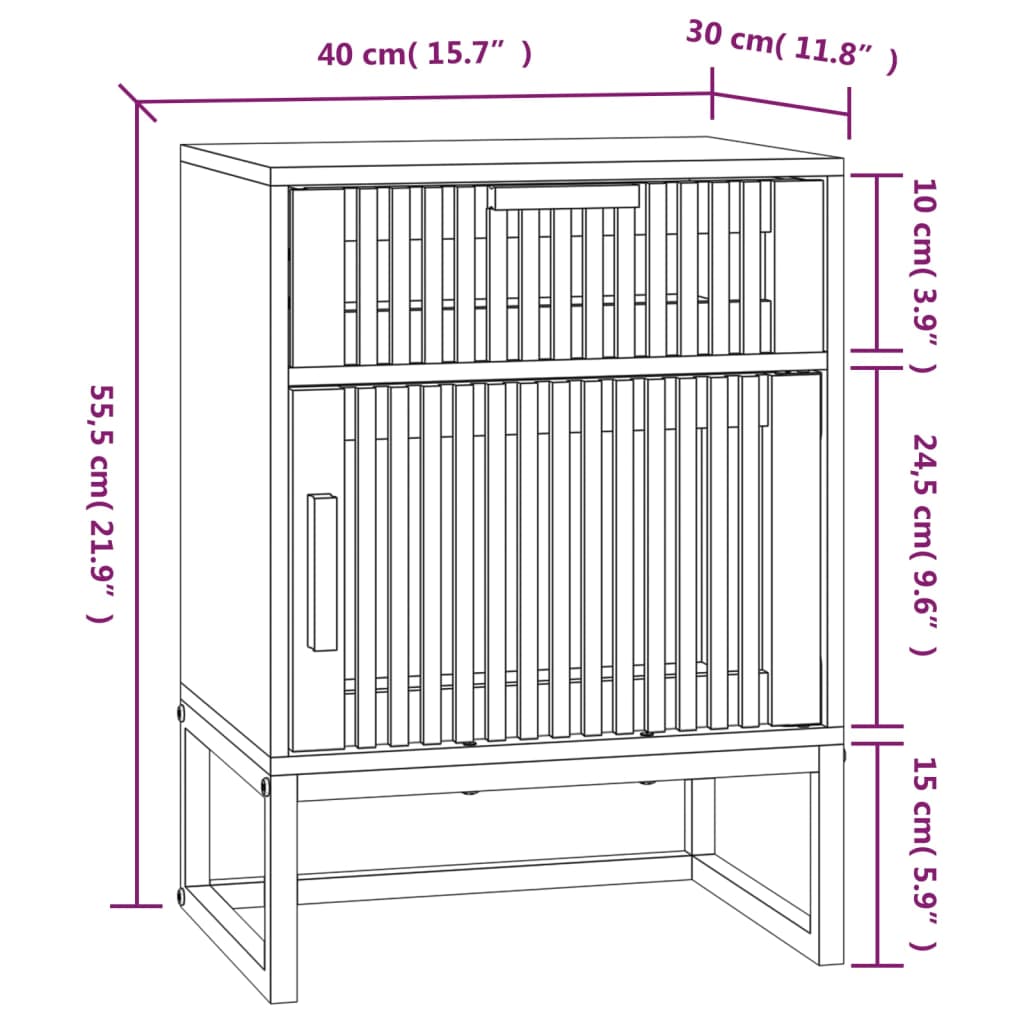 vidaXL Yöpöydät 2 kpl valkoinen 40x30x55,5 cm tekninen puu ja rauta