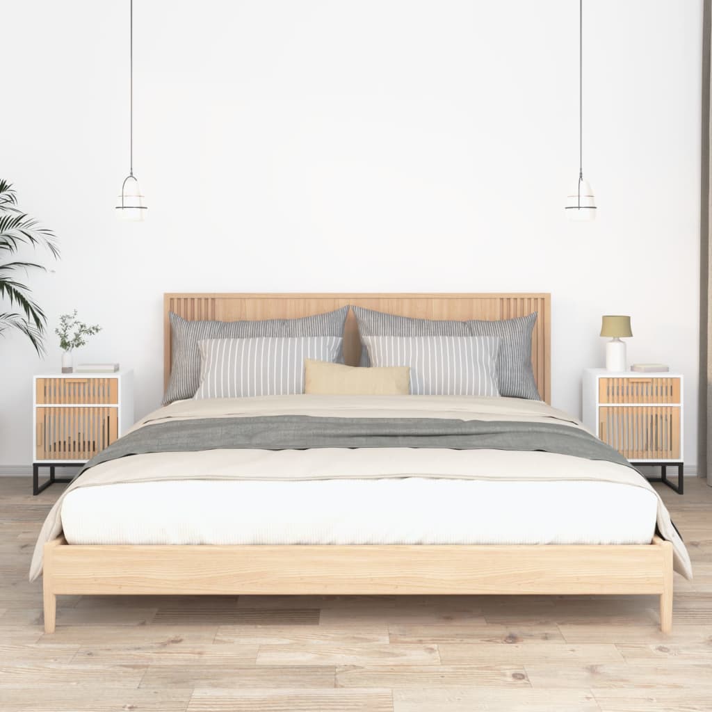 vidaXL Yöpöydät 2 kpl valkoinen 40x30x55,5 cm tekninen puu ja rauta