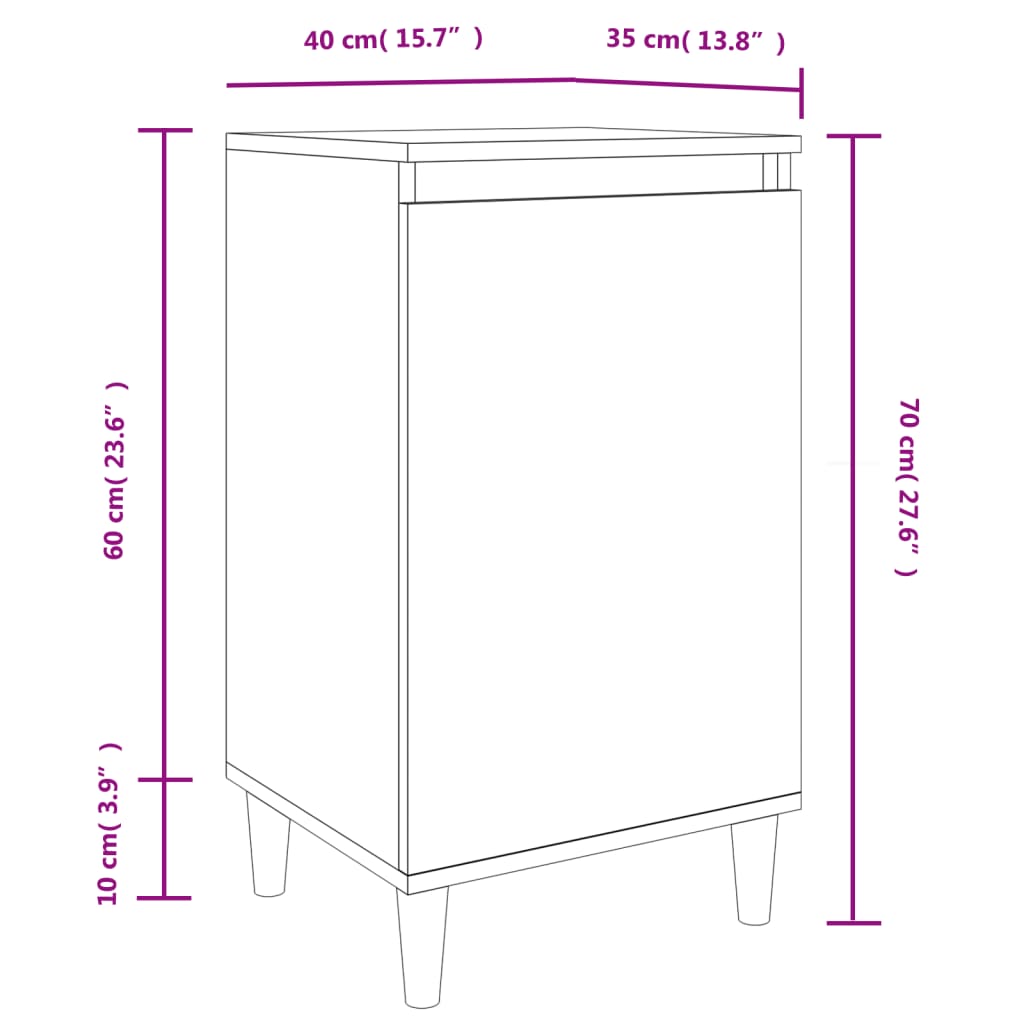 vidaXL Yöpöydät 2 kpl ruskea tammi 40x35x70 cm tekninen puu