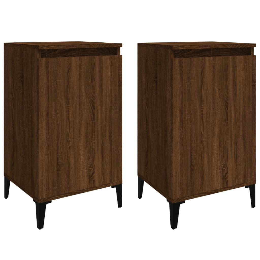 vidaXL Yöpöydät 2 kpl ruskea tammi 40x35x70 cm tekninen puu