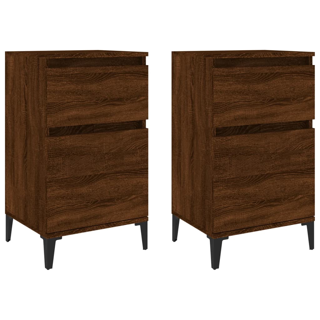 vidaXL Yöpöydät 2 kpl ruskea tammi 40x35x70