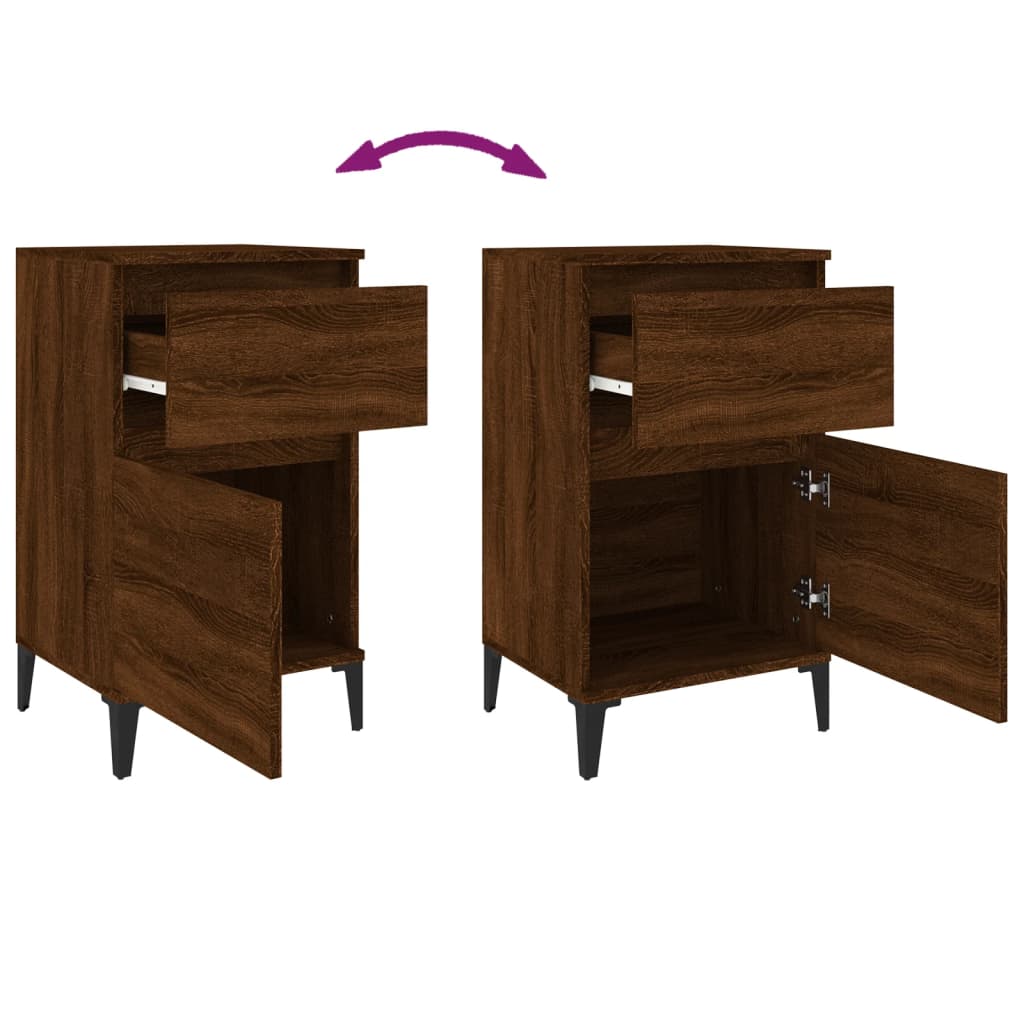 vidaXL Yöpöydät 2 kpl ruskea tammi 40x35x70
