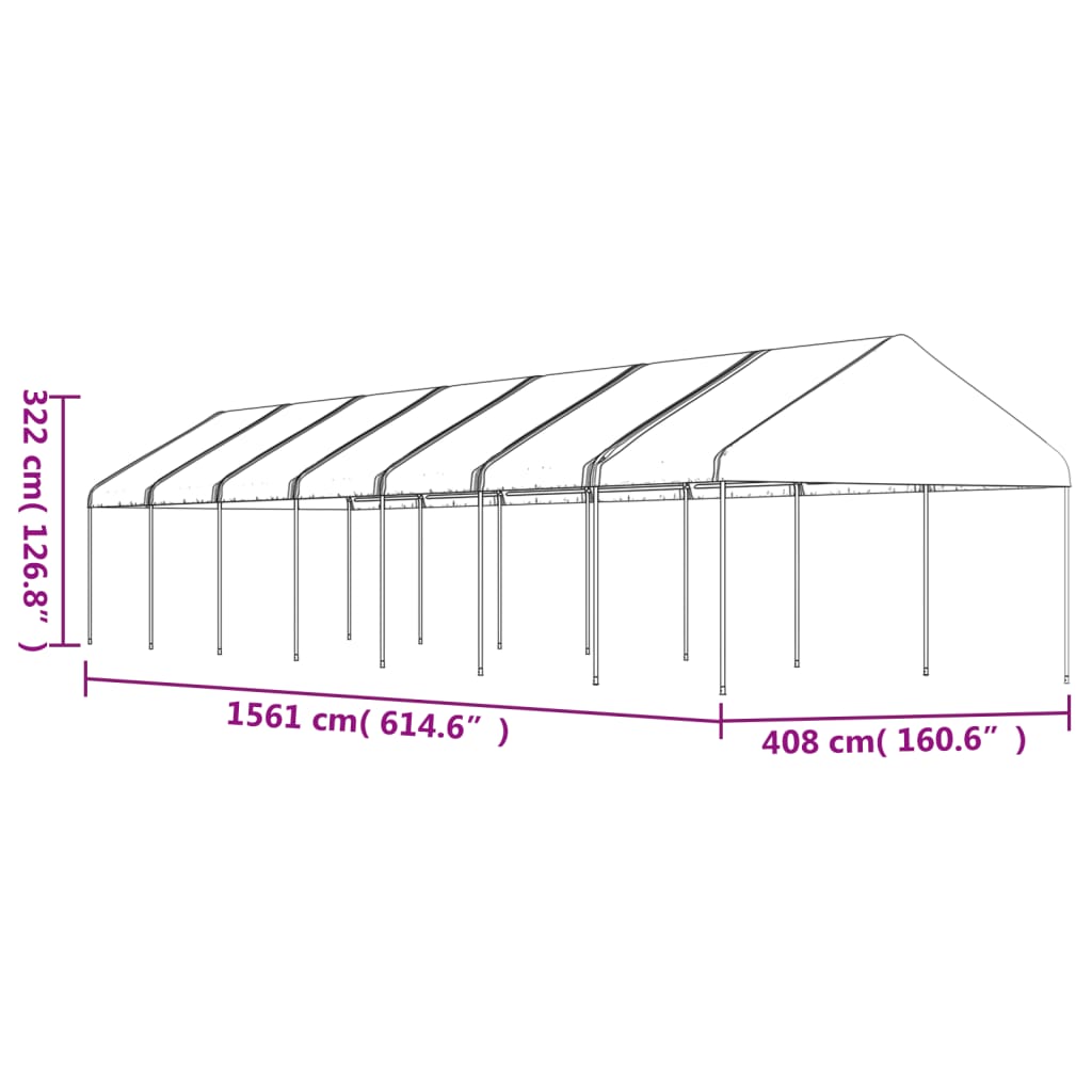 vidaXL Huvimaja katolla valkoinen 15,61x4,08x3,22 m polyeteeni