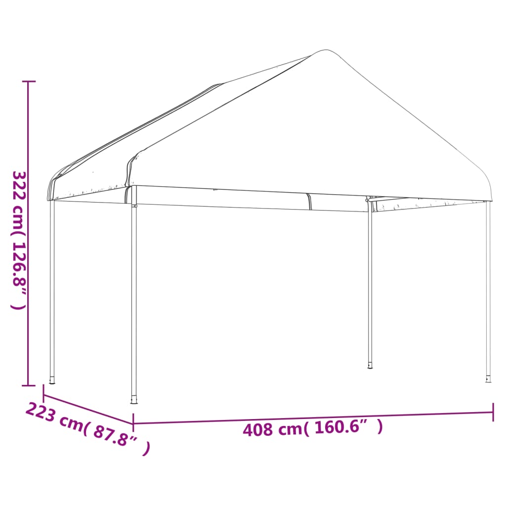 vidaXL Huvimaja katolla valkoinen 20,07x4,08x3,22 m polyeteeni