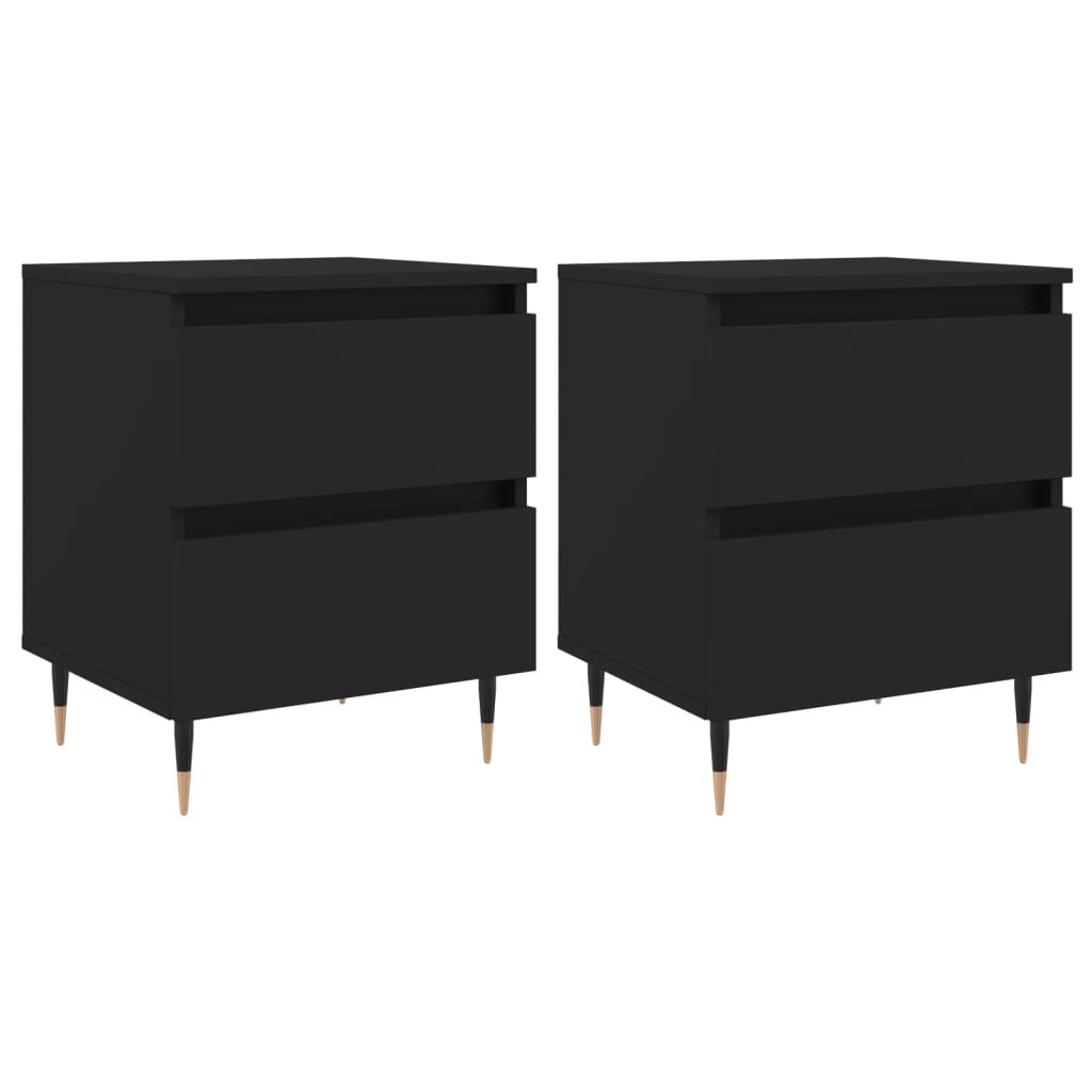 vidaXL Yöpöydät 2 kpl musta 40x35x50 cm tekninen puu