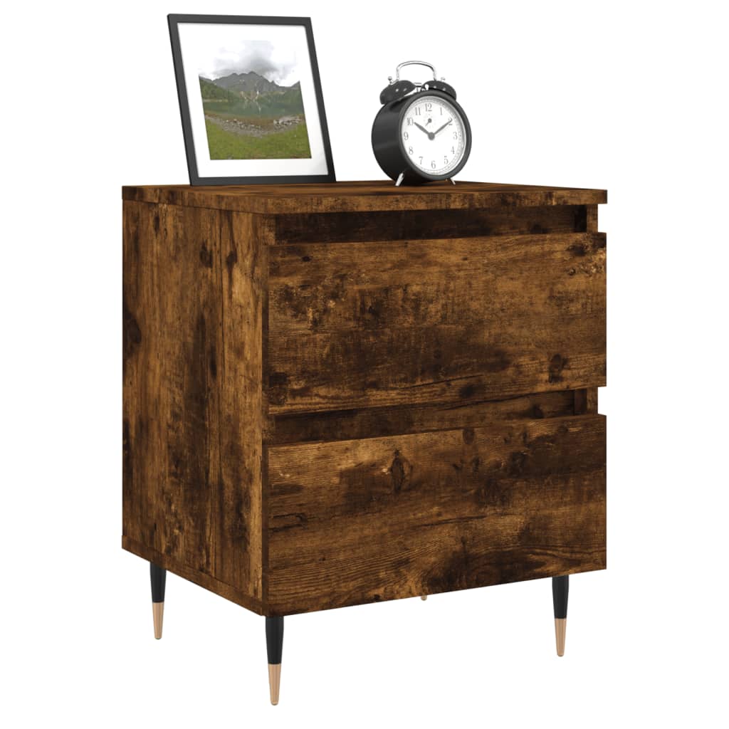 vidaXL Yöpöydät 2 kpl savutammi 40x35x50 cm tekninen puu