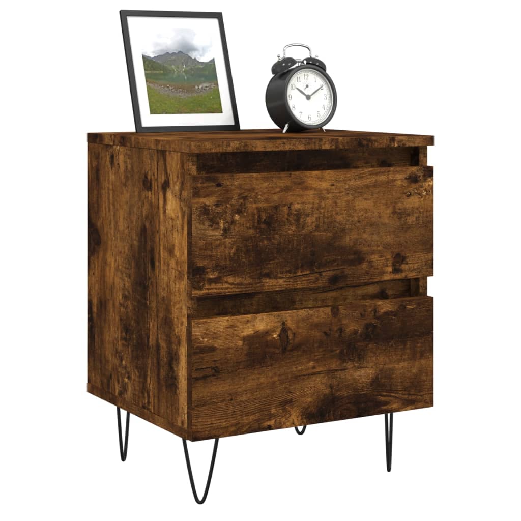 vidaXL Yöpöydät 2 kpl savutammi 40x35x50 cm tekninen puu