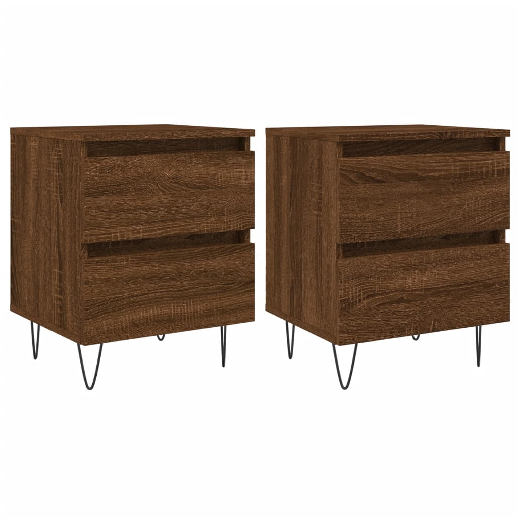 vidaXL Yöpöydät 2 kpl ruskea tammi 40x35x50 cm tekninen puu