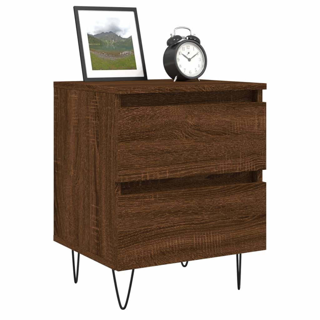 vidaXL Yöpöydät 2 kpl ruskea tammi 40x35x50 cm tekninen puu