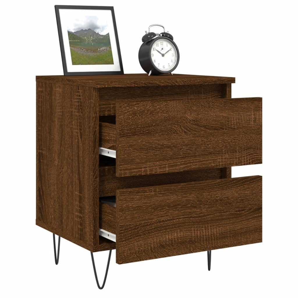 vidaXL Yöpöydät 2 kpl ruskea tammi 40x35x50 cm tekninen puu
