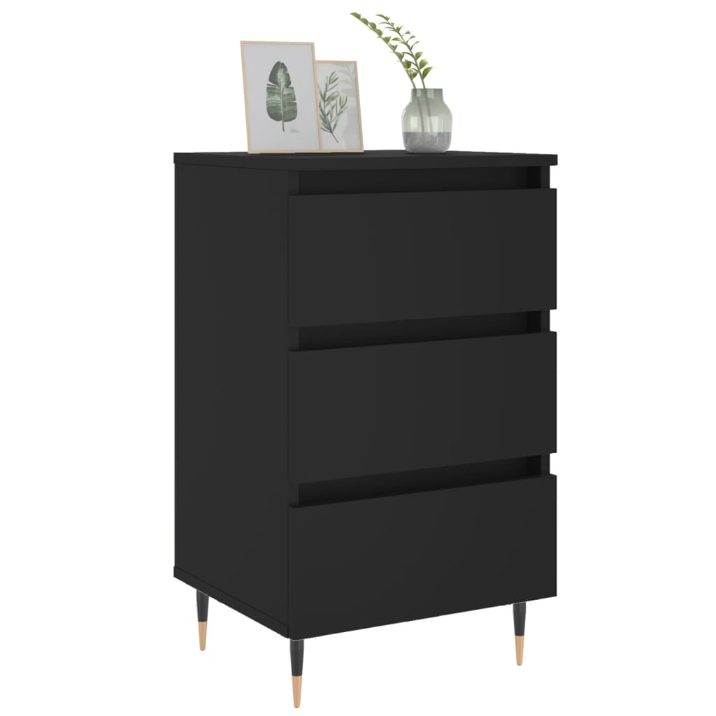 vidaXL Yöpöydät 2 kpl musta 40x35x69 cm tekninen puu