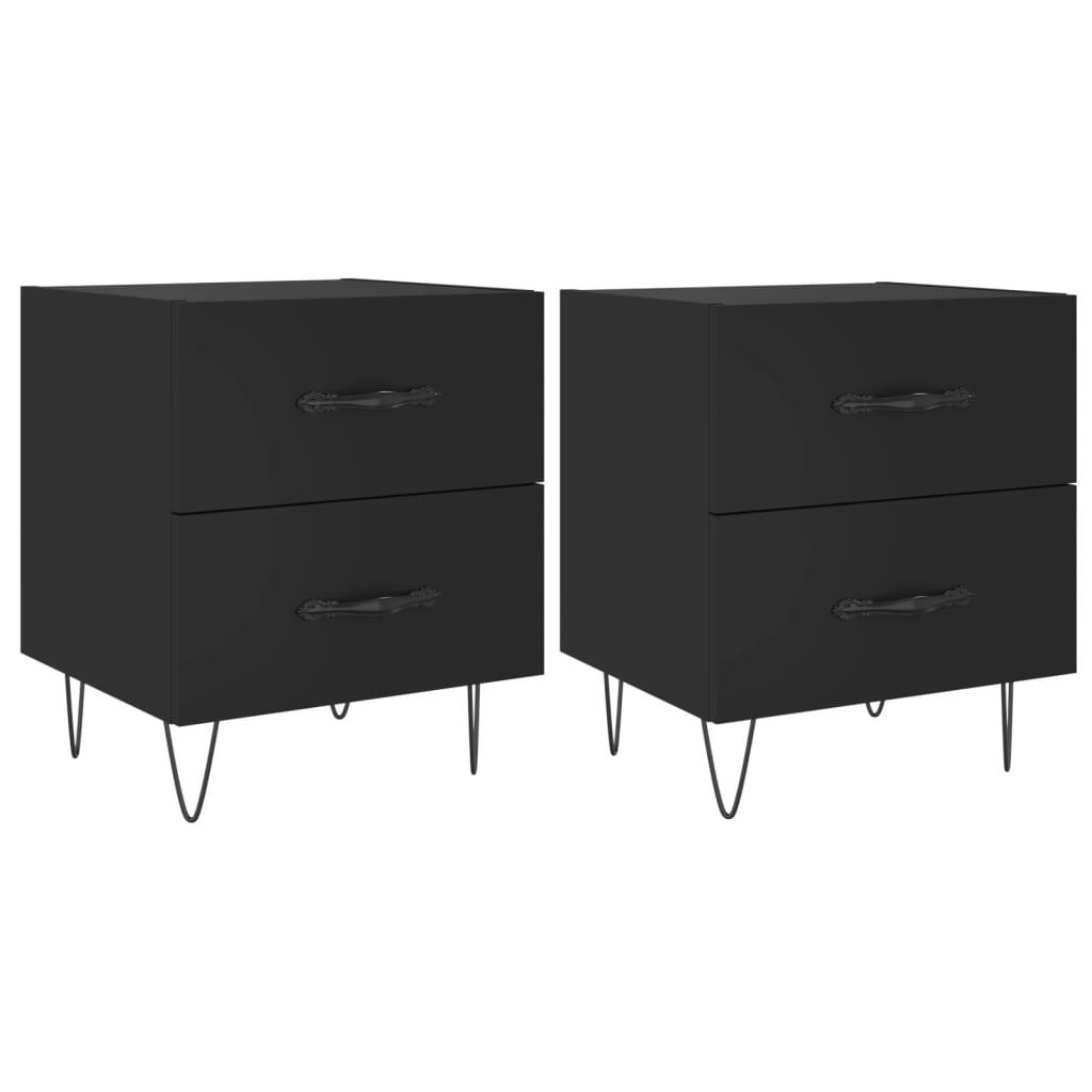 vidaXL Yöpöydät 2 kpl musta 40x35x47,5 cm tekninen puu