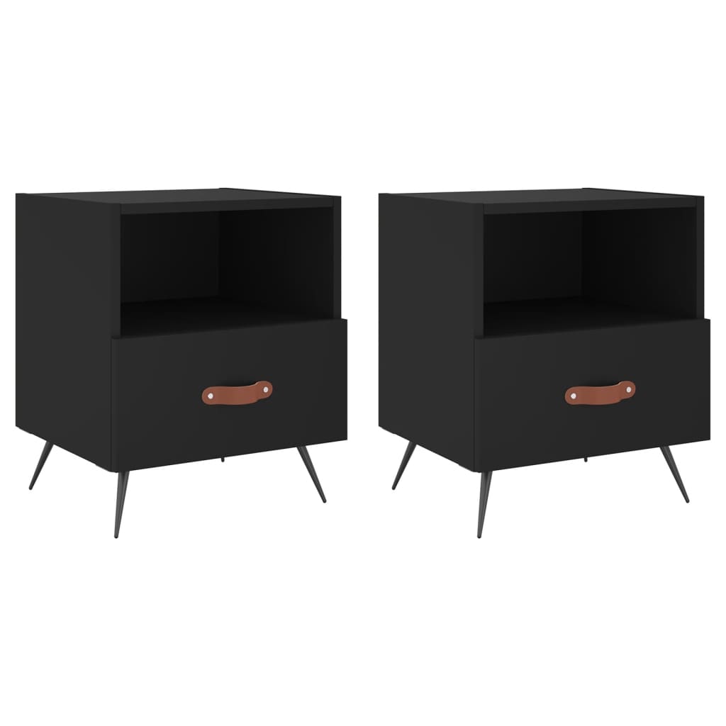 vidaXL Yöpöydät 2 kpl musta 40x35x47,5 cm tekninen puu