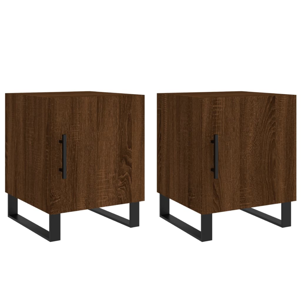 vidaXL Yöpöydät 2 kpl ruskea tammi 40x40x50 cm tekninen puu