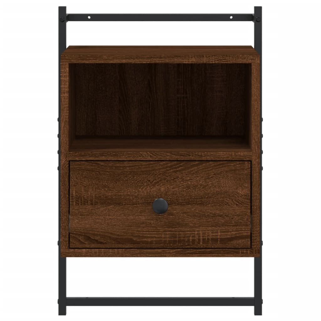 vidaXL Yöpöydät seinälle 2 kpl ruskea tammi 40x30x61 cm tekninen puu