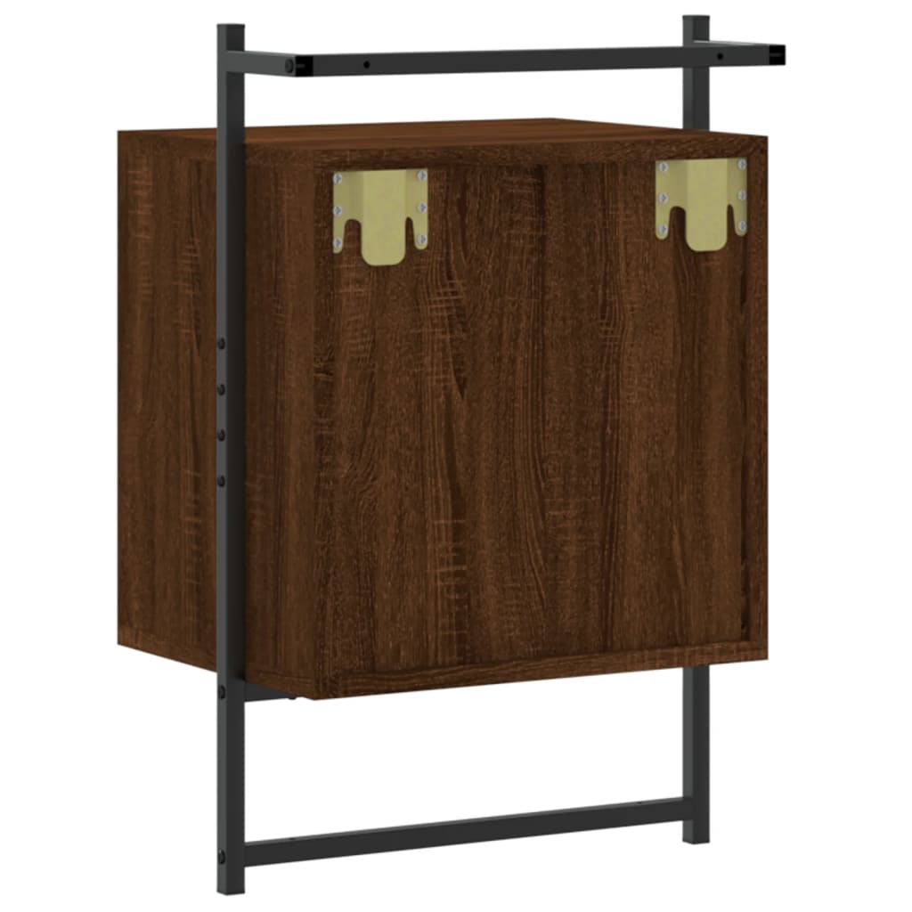 vidaXL Yöpöydät seinälle 2 kpl ruskea tammi 40x30x61 cm tekninen puu