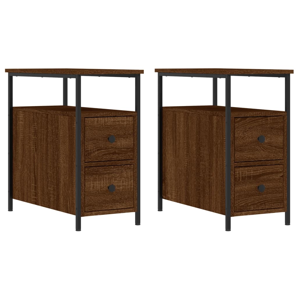 vidaXL Yöpöydät 2 kpl ruskea tammi 30x60x60 cm tekninen puu