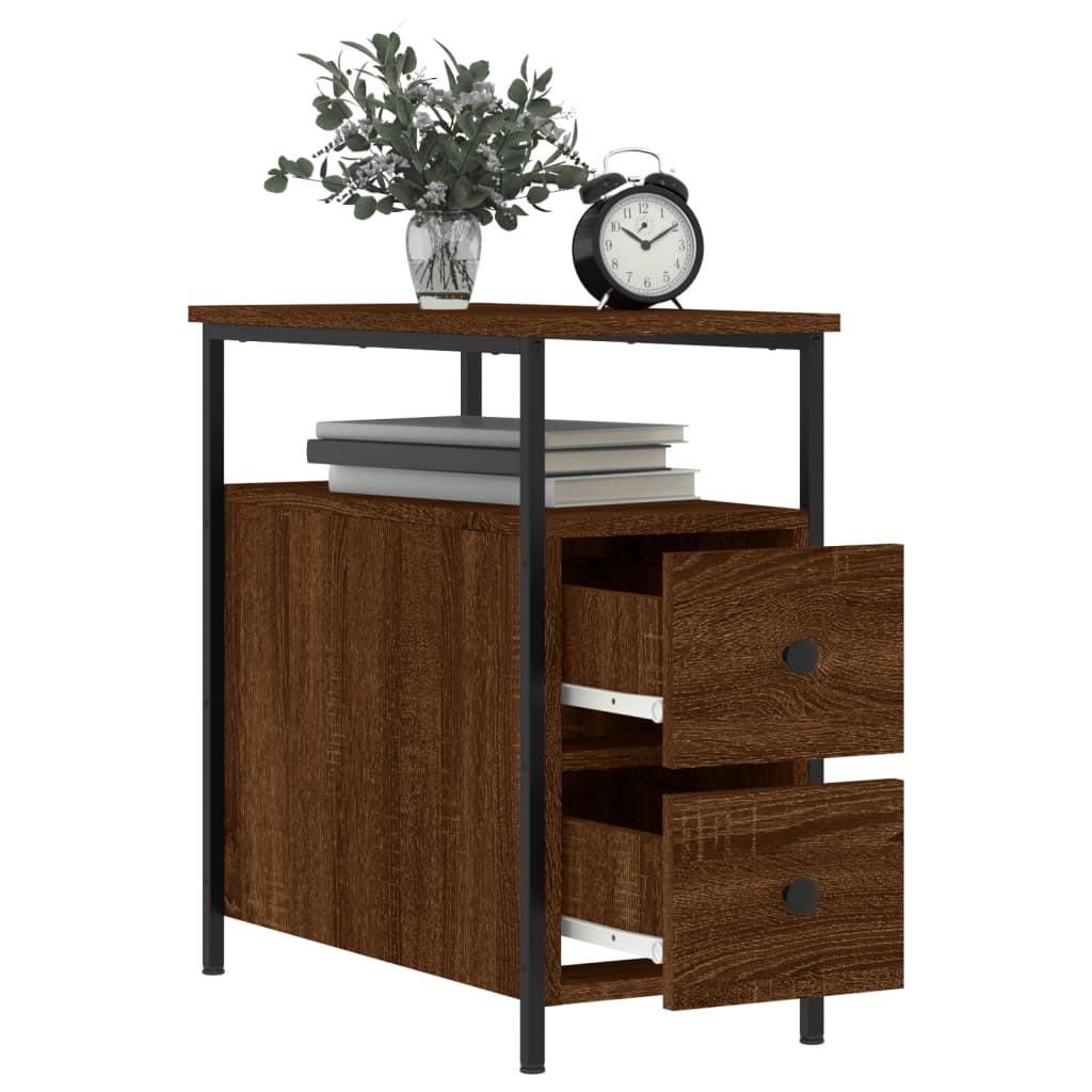 vidaXL Yöpöydät 2 kpl ruskea tammi 30x60x60 cm tekninen puu