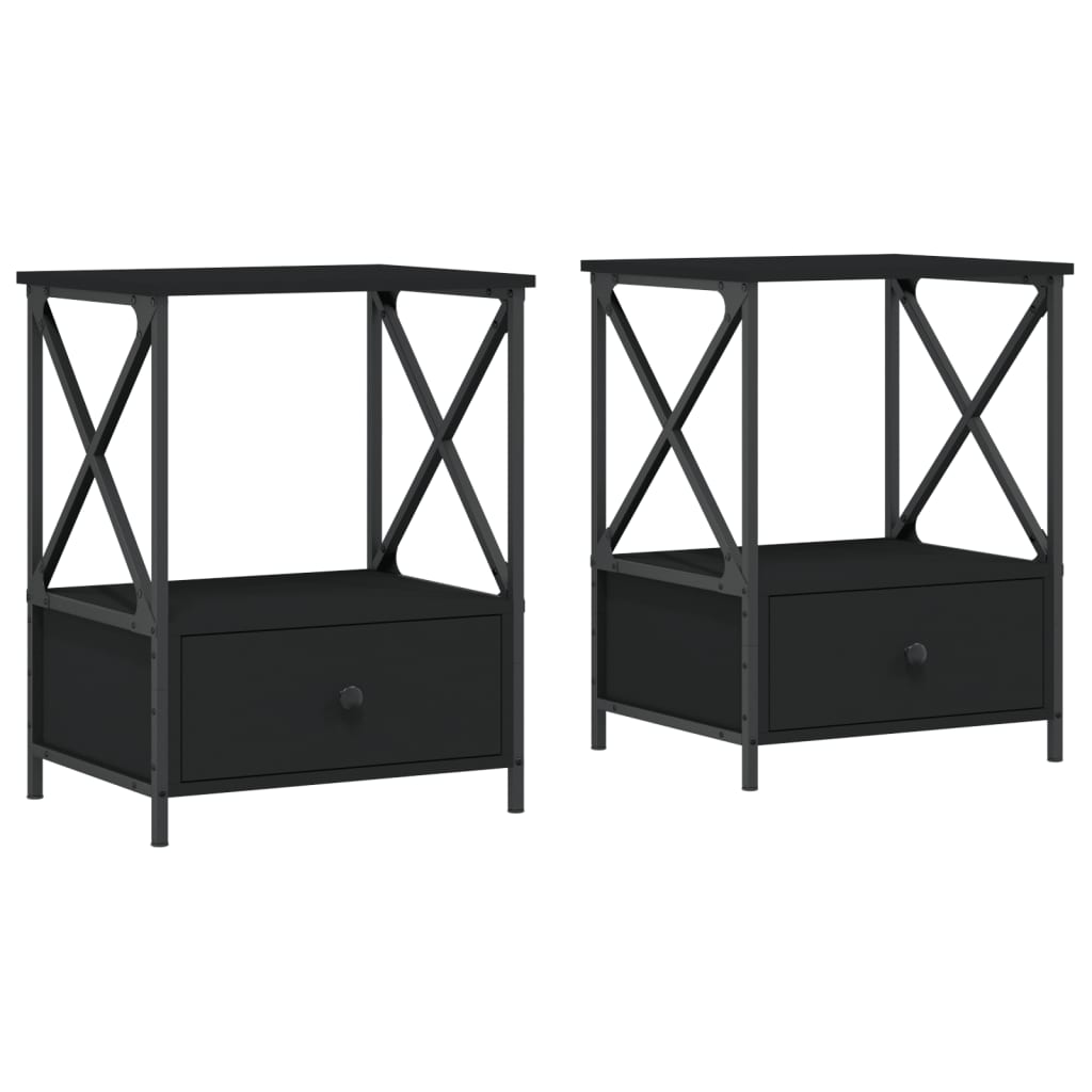 vidaXL Yöpöydät 2 kpl musta 50x41x65 cm tekninen puu