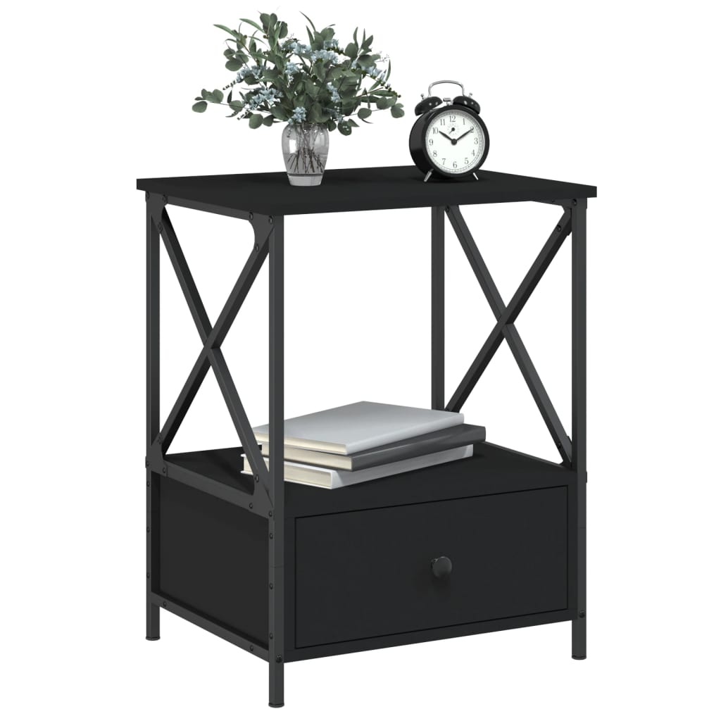 vidaXL Yöpöydät 2 kpl musta 50x41x65 cm tekninen puu