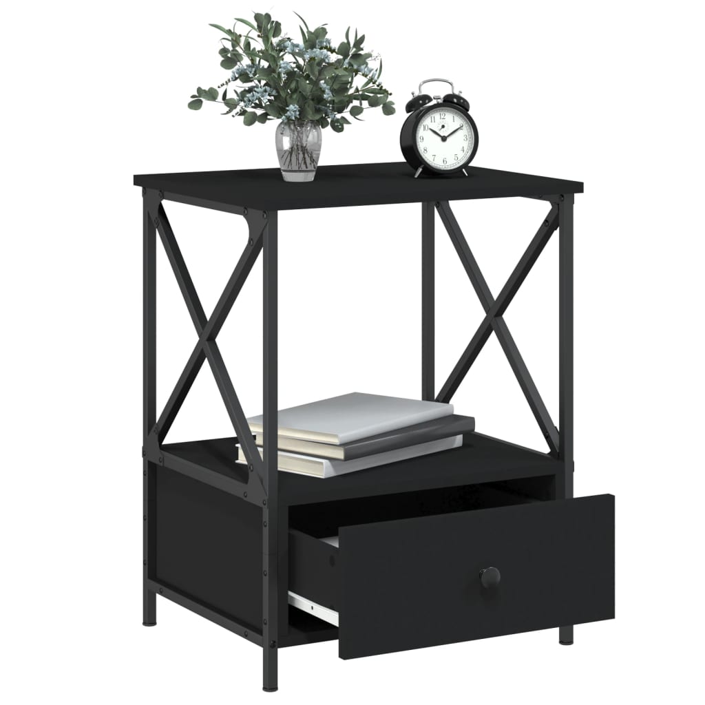 vidaXL Yöpöydät 2 kpl musta 50x41x65 cm tekninen puu
